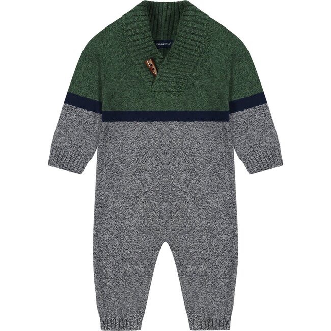 Maisonette One Piece Sweater Knit Coverall, Green 0-3m Nwt — image 3 of 7